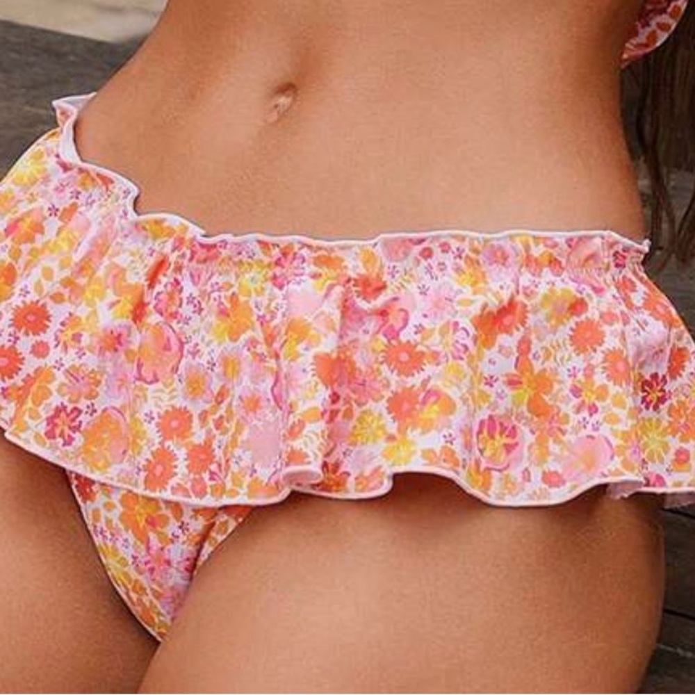 Floral Ruffle Bikini Bottoms